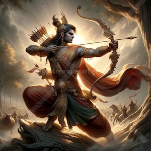 Rama Download: Digital Art, Instant Downloadable Wallpaper, Downloadable Fantasy Art, Digital Poster, Hindu Art, Mythology