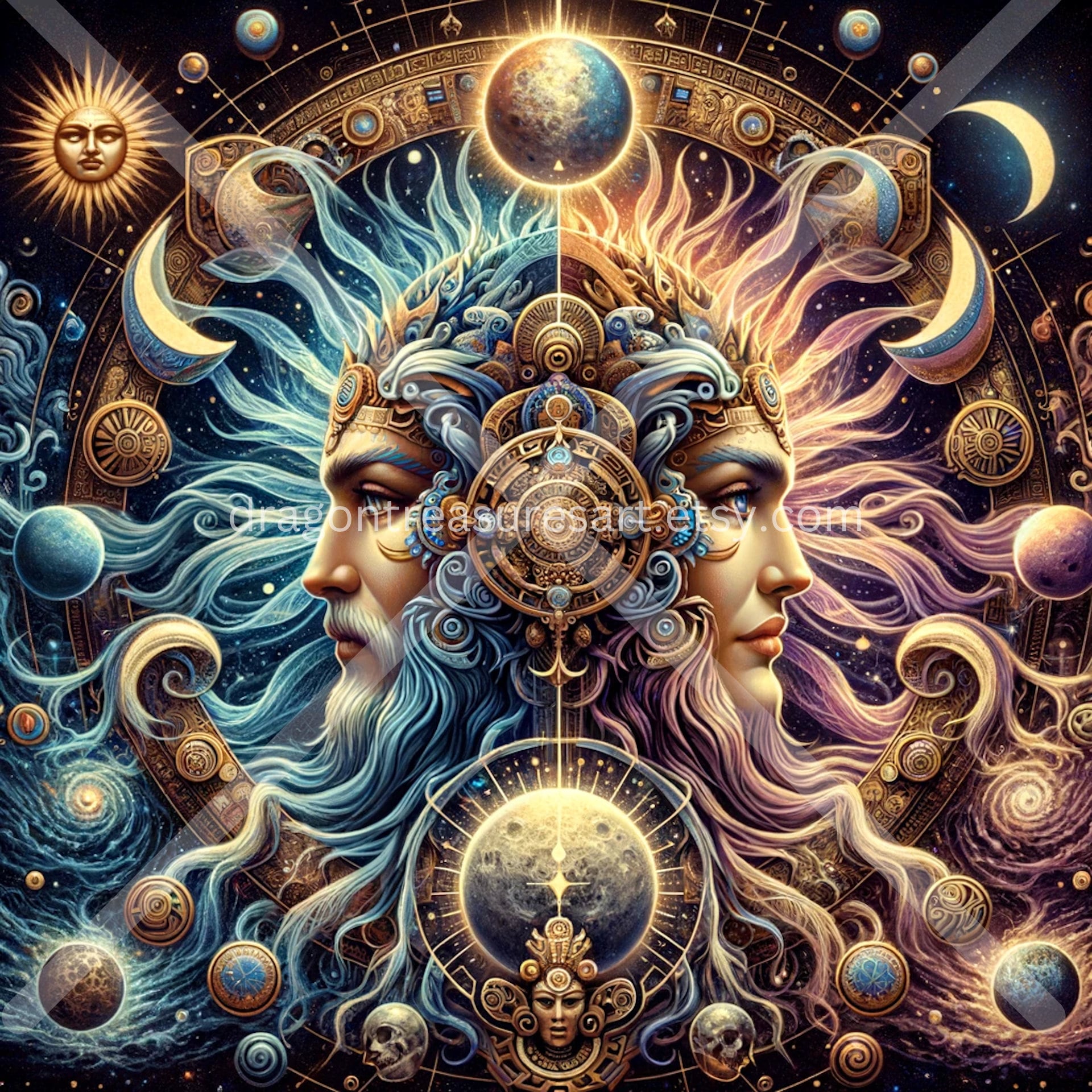 Ometeotl Download: Digital Art, Instant Downloadable Wallpaper