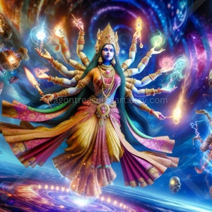 Shakti Download: Digital Art, Instant Downloadable Wallpaper, Downloadable Fantasy Art, Digital Poster, Hindu Art, Mythology