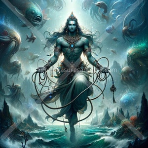 Varuna Download: Digital Art, Instant Downloadable Wallpaper, Downloadable Fantasy Art, Digital Poster, Hindu Art, Mythology