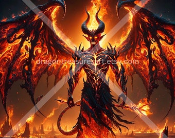 Arch Demon Download: Digital Art, Instant Downloadable Wallpaper, Downloadable Fantasy Art, Digital Poster, Angel Art, Demon Art