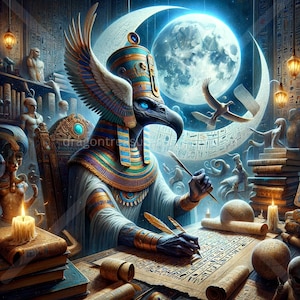Thoth Download: Digital Art, Instant Downloadable Wallpaper, Downloadable Fantasy Art, Digital Poster, Egyptian Mythology Art, Gods
