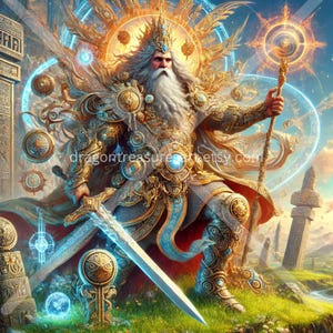 Svetovid Download: Digital Art, Instant Downloadable Wallpaper, Downloadable Fantasy Art, Digital Poster, Slavic Mythology