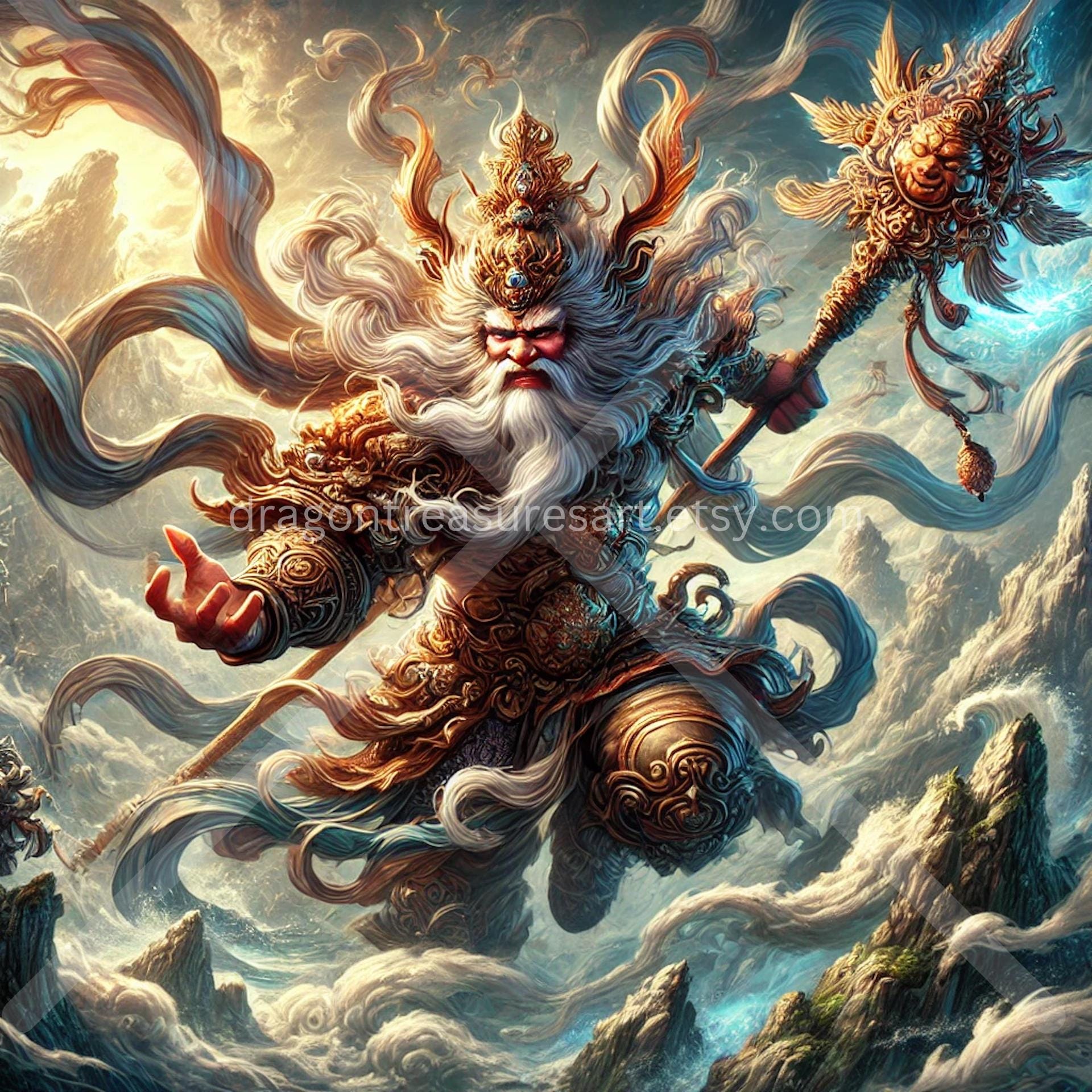 Sun Wukong Download: Digital Art, Instant Downloadable Wallpaper, Downloadable Fantasy Art, Digital Poster, Chinese Art