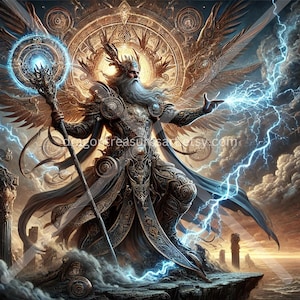 Perun Download: Digital Art, Instant Downloadable Wallpaper, Downloadable Fantasy Art, Digital Poster, Slavic Mythology