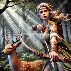 Diana Download: Digital Art, Instant Downloadable Wallpaper, Downloadable Fantasy Art, Digital Poster, Roman Art, Mythology