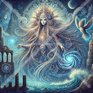 Rusalka Download: Digital Art, Instant Downloadable Wallpaper, Downloadable Fantasy Art, Digital Poster, Slavic Mythology