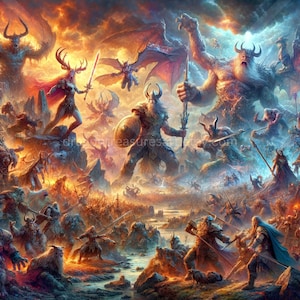 Ragnarok Download: Digital Art, Instant Downloadable Wallpaper, Downloadable Fantasy Art, Digital Poster, Norse Mythology Art