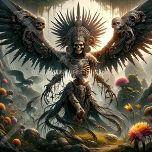 Itzpapalotl Download: Digital Art, Instant Downloadable Wallpaper, Downloadable Fantasy Art, Digital Poster, Aztec Mythology Art