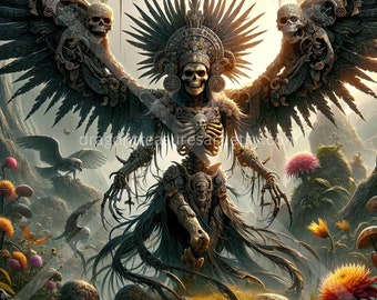 Itzpapalotl Download: Digital Art, Instant Downloadable Wallpaper, Downloadable Fantasy Art, Digital Poster, Aztec Mythology Art
