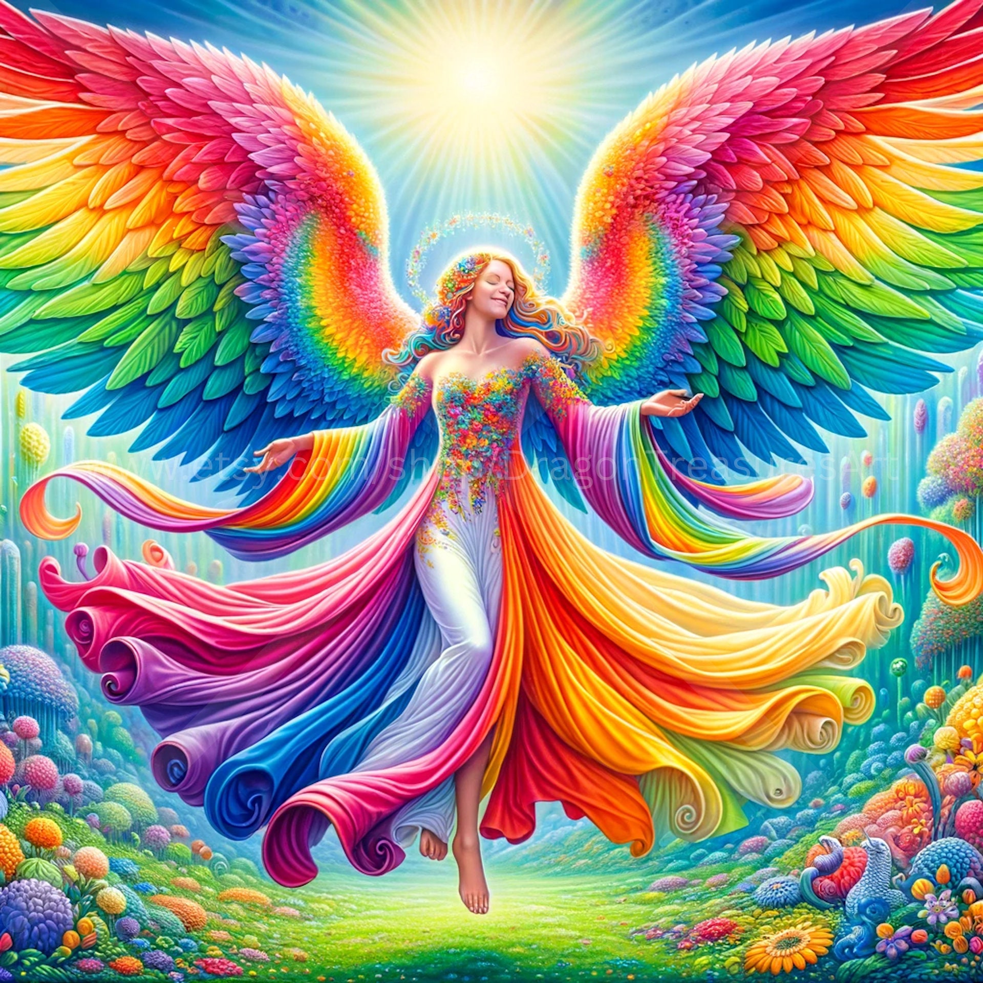 Rainbow Angel Download: Digital Art, Instant Downloadable