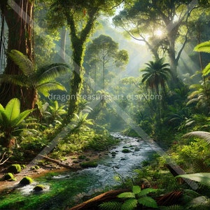 Rainforest Serenity Download: Digitale Kunst, sofort herunterladbare Tapete, herunterladbare Landschaftskunst, digitales Poster, Kunst, Natur