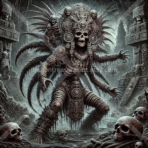 Ah Puch Download: Digital Art, Instant Downloadable Wallpaper, Downloadable Fantasy Art, Digital Poster, Mayan Art, Mayan Mythology