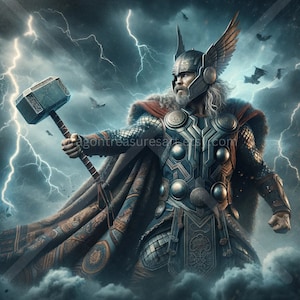 Thor Download: Digital Art, Instant Downloadable Wallpaper, Downloadable Fantasy Art, Digital Poster, Norse Mythology Art