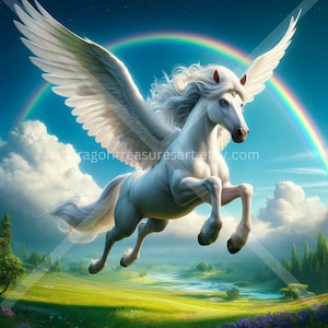 Holy Pegasus Download: Digital Art, Instant Downloadable Wallpaper, Downloadable Fantasy Art, Digital Poster, Beast Art, Mythology