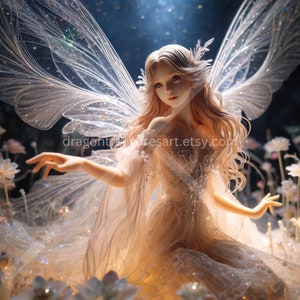 Delicate Fairy Download: Digital Art, Instant Downloadable Wallpaper, Downloadable Fantasy Art, Digital Poster, Beast Art, Mythology