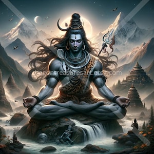 Lord Shiva Download: Digital Art, Instant Downloadable Wallpaper, Downloadable Fantasy Art, Digital Poster, Hindu Art, Mythology