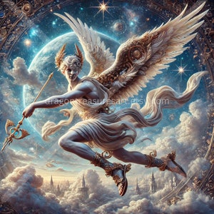 Mercury Download: Digital Art, Instant Downloadable Wallpaper, Downloadable Fantasy Art, Digital Poster, Roman Art, Mythology