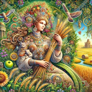 Mokosh Download: Digital Art, Instant Downloadable Wallpaper, Downloadable Fantasy Art, Digital Poster, Slavic Mythology