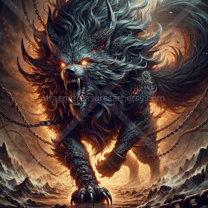 Fenrir Download: Digital Art, Instant Downloadable Wallpaper, Downloadable Fantasy Art, Digital Poster, Norse Mythology Art