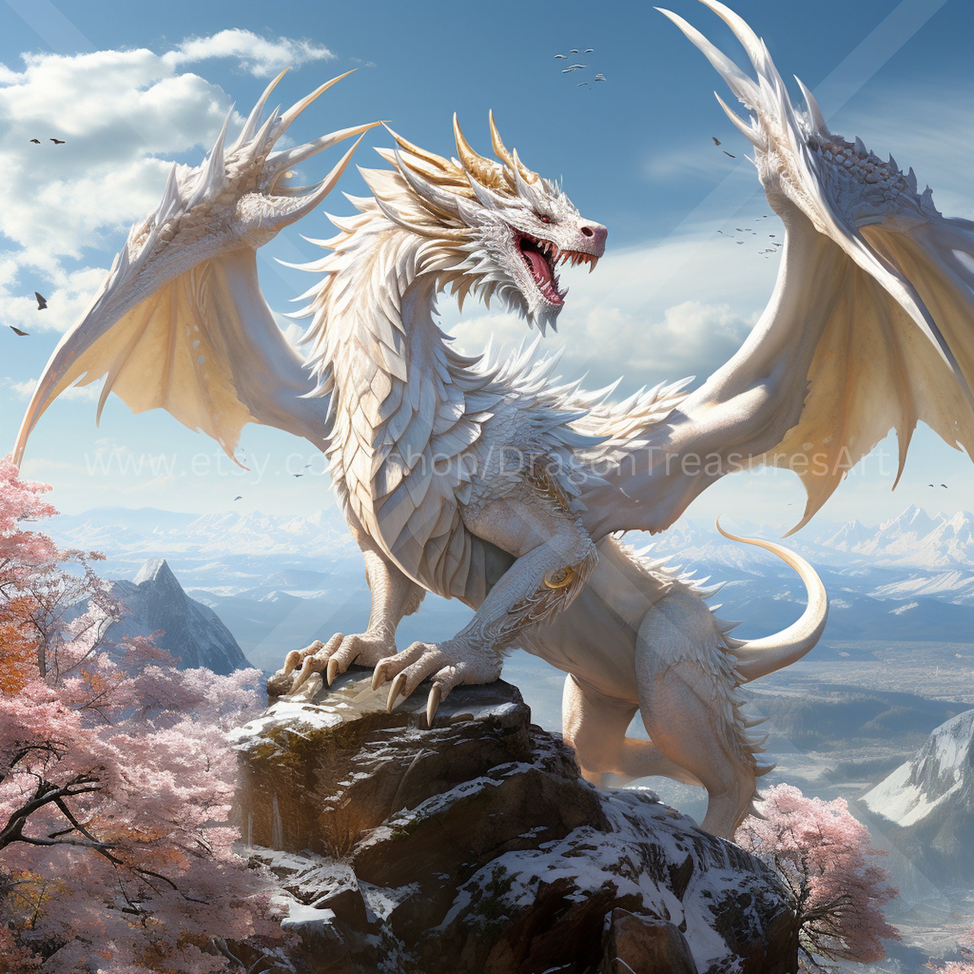 White Mountain Dragon Download: Digital Art, Instant Downloadable