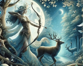 Artemis Download: Digital Art, Instant Downloadable Wallpaper, Downloadable Fantasy Art, Digital Poster, Greek Mythology Art, Gods
