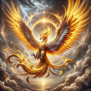 Radiant Phoenix Download: Digital Art, Instant Downloadable Wallpaper, Downloadable Fantasy Art, Digital Poster, Mythical