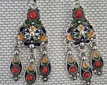 Boucles D'oreilles Pendantes Tribales Berbères En Laiton Martelé - Fait Main, Gravure Ethnique