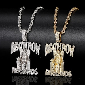 DR Records Gold & Silver Colors &#39;90s Pendant Jewelry Chain Necklace High-Quality Hip-Hop Medallion 2Pac Makaveli Tupac, Snoop Dogg