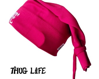 Berretto con tatuaggio Thug Life, cravatta rossa, cappello hip-hop 2Pac ispirato alla conoscenza della strada