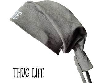 Thug Life Beanie Tie Cappello Hip-Hop Grigio Scuro 2Pac Ispirato alla Conoscenza della Strada