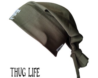Thug Life Beanie Tie Khaki Cappello Hip-Hop 2Pac Ispirato alla Conoscenza della Strada