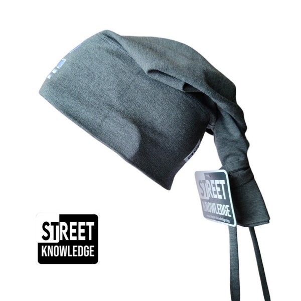 Street Knowledge Gray Tie Beanie, 90s Hip-Hop Style