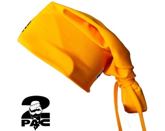 2Pac Beanie Tie, cappello hip-hop giallo Tupac ispirato alla conoscenza della strada
