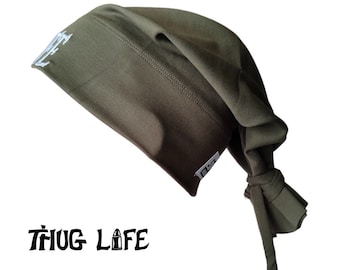 Berretto con tatuaggio Thug Life, cravatta color cachi, cappello hip-hop 2Pac ispirato alla conoscenza della strada
