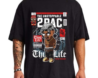 Maglietta oversize 2Pac Thug Life, Tupac Makaveli, Death Row