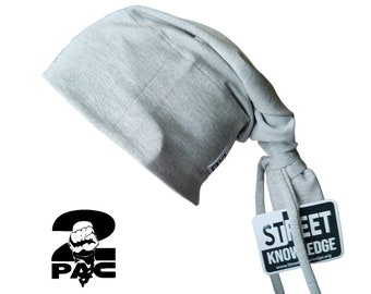 2Pac Beanie Tie Grigio Cappello Hip-Hop Tupac Ispirato Da Street Knowledge