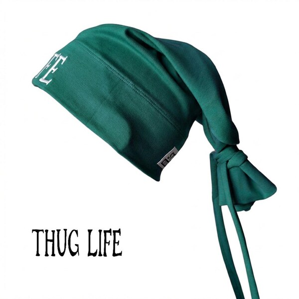Gorro Thug Life com Gravata Verde, Estilo Hip-Hop, Inspirado no Conhecimento das Ruas