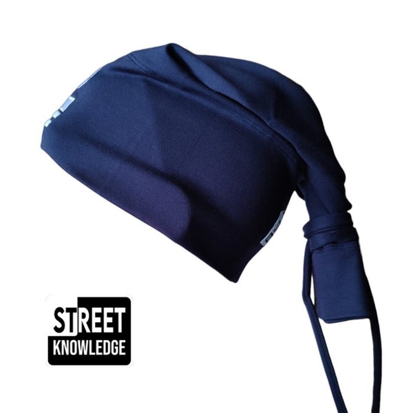 Street Knowledge Navy Tie Beanie, 90s Hip-Hop Style