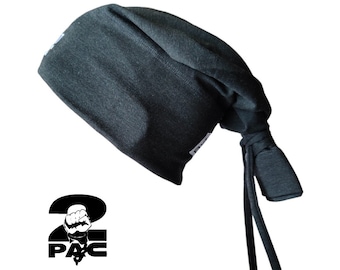 2Pac Bonnet à nouer anthracite Chapeau hip-hop Tupac inspiré par Street Knowledge