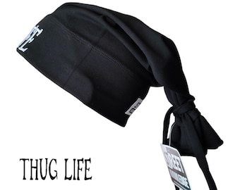 Lot de 2 bonnets Thug Life à nouer, chapeau hip-hop noir inspiré par Street Knowledge