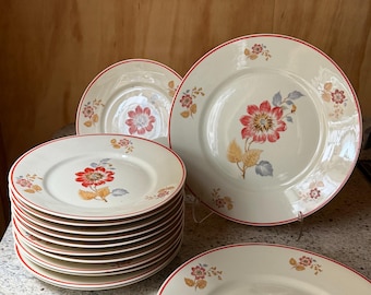 Vintage Richard Ginori – Zestaw 12 + 2 talerzy – Włochy, lata 50. XX wieku