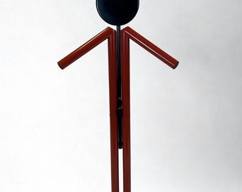 Modern Memphis Style Vintage Red Black Metal Valet Coat Rack Coat Stand 1980s