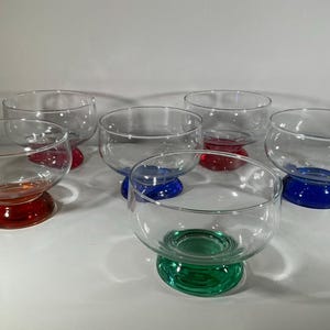 Vintage Glass Ice Cream Cups – Colorful Dessert Set of 6, Retro Tableware