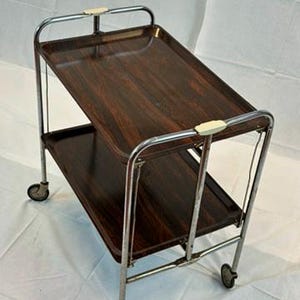 Chariot de service / chariot à thé pliable vintage sur roues - Chrome - Dinette style « Juice Pusher »