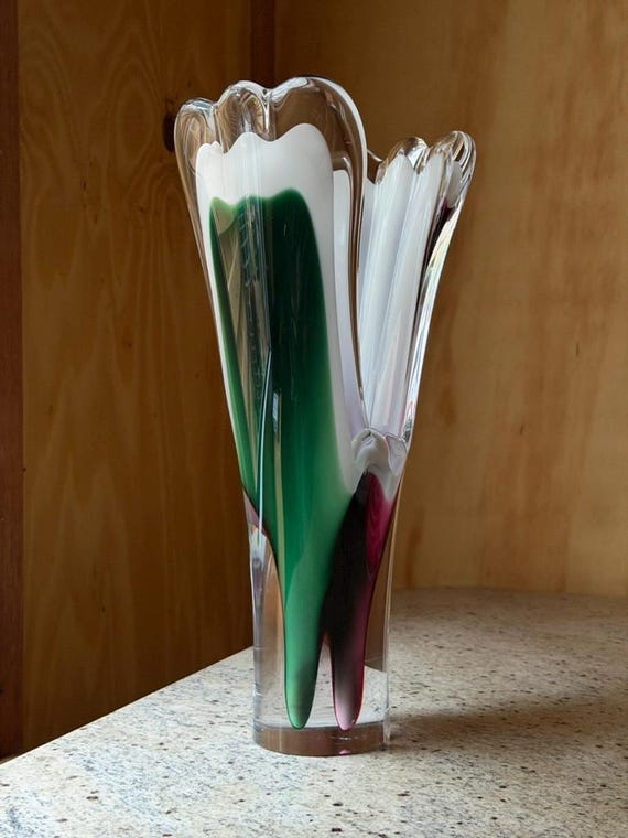 Paul Kedelv Flygsfors Coquille Vase | Signed Swedish Art Glass 