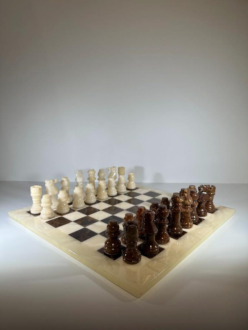 Elegant Alabaster Chess Set – Handcrafted Italian Stone Chessboard ...