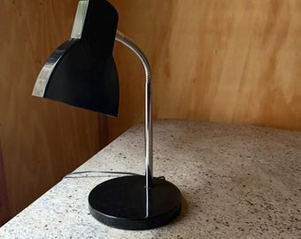 Vintage Funky Flat Kare Desk Lamp | Retro Black Office Light