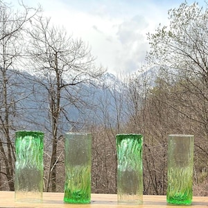 Rare Vintage Italian 1970s Design Mid-Century Modern Uranium Green Drink Glasses – Set of 4