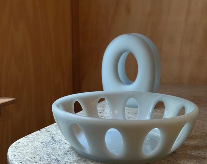 Featured listing image: Guzzini OVO Bowl & Napkin Holder — Postmodern White Italian Design, Space-Age 1990s Decor